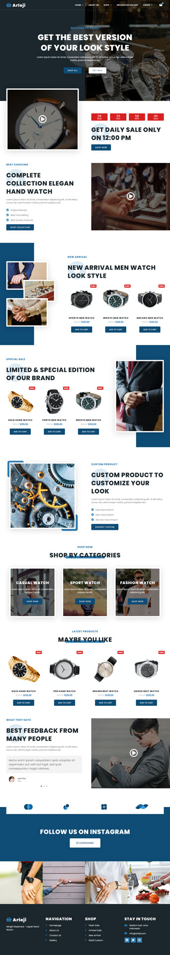 Tienda Online Relojes Kit Plantillas Elementor