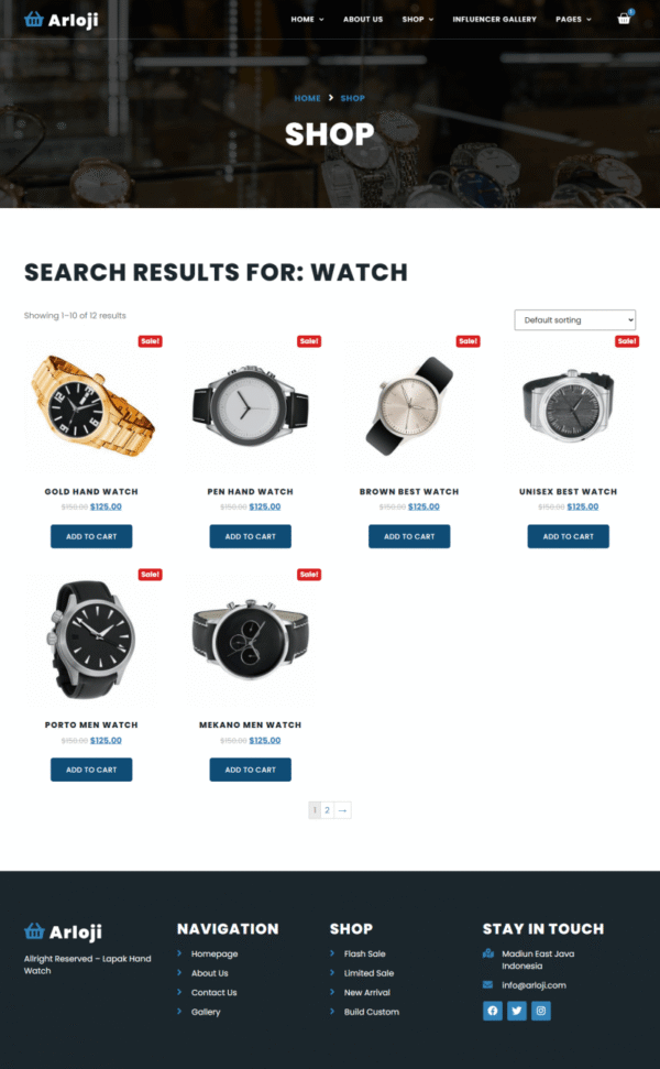 Tienda Online Relojes Kit Plantillas Elementor